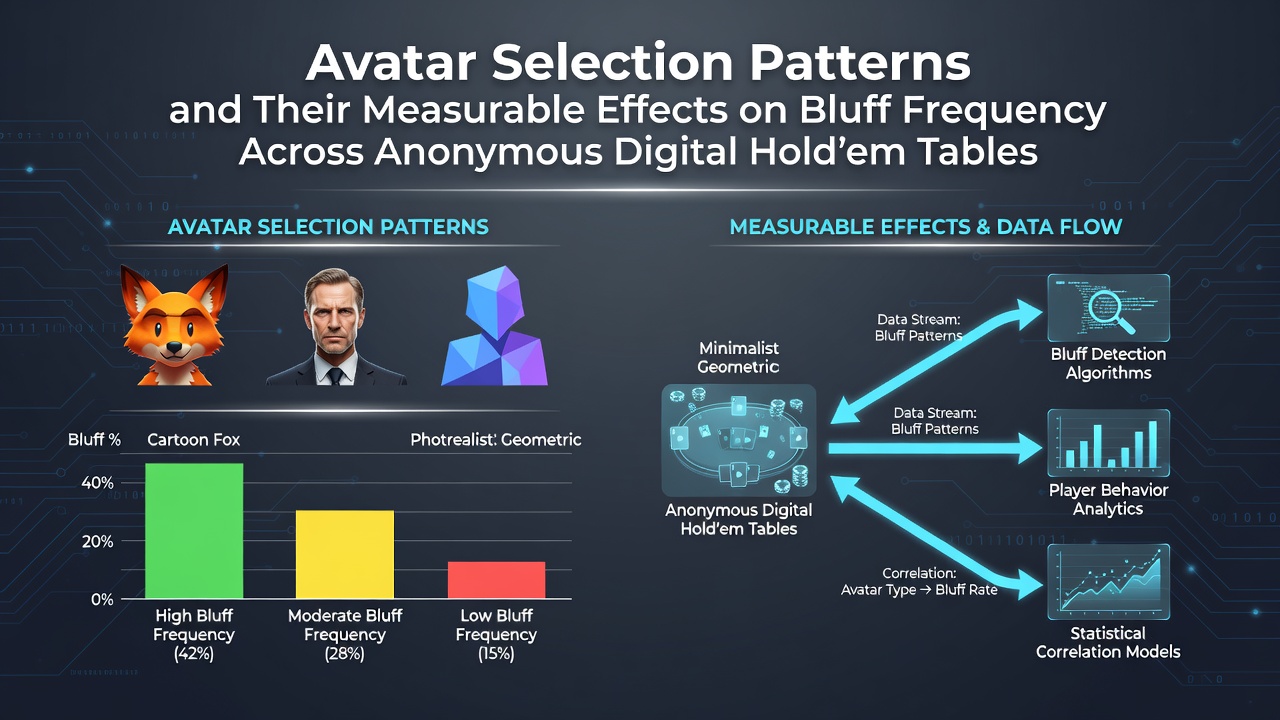 Digital interface showing various poker avatars on an anonymous Hold'em table with player statistics overlay