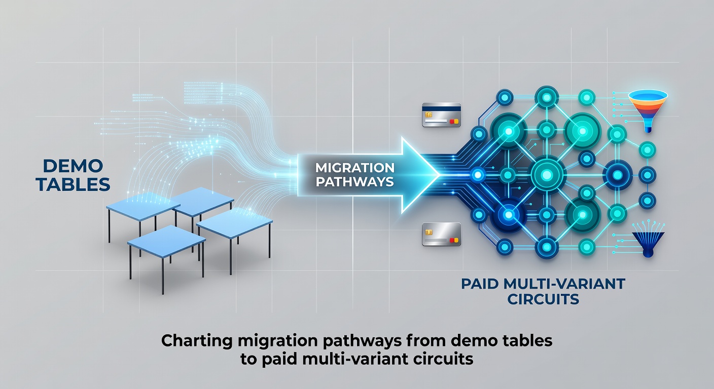 Chart showing migration statistics from demo poker tables into paid circuits across different variants