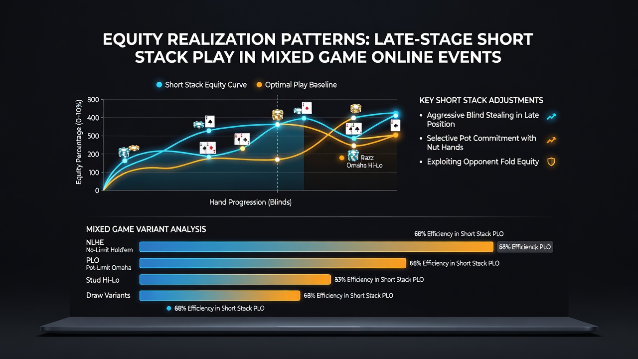 Chart showing equity realization data points from late-stage mixed game poker tournaments