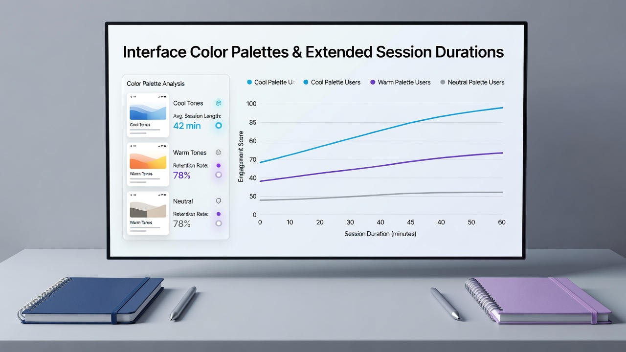 Heatmap visualization of session durations segmented by interface color palette in a multi-variant card platform