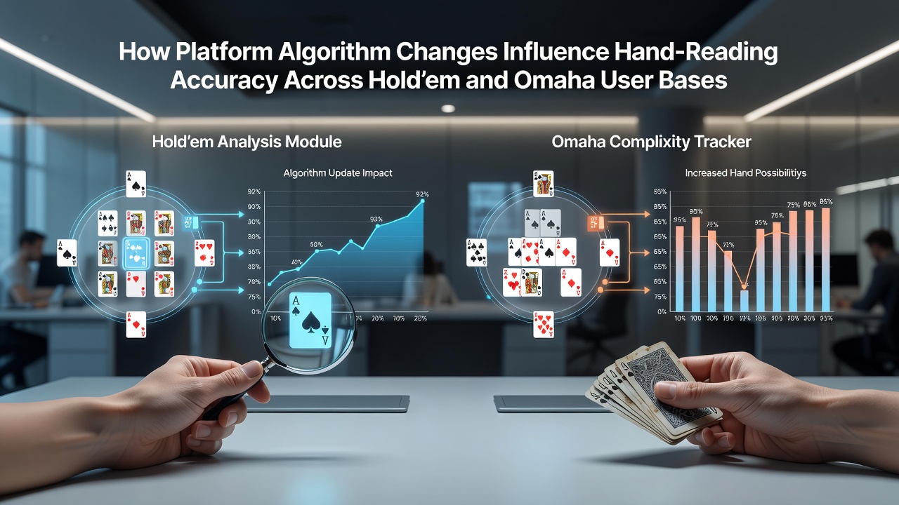 Data visualization comparing hand-reading metrics between Hold'em and Omaha on algorithm-updated platforms