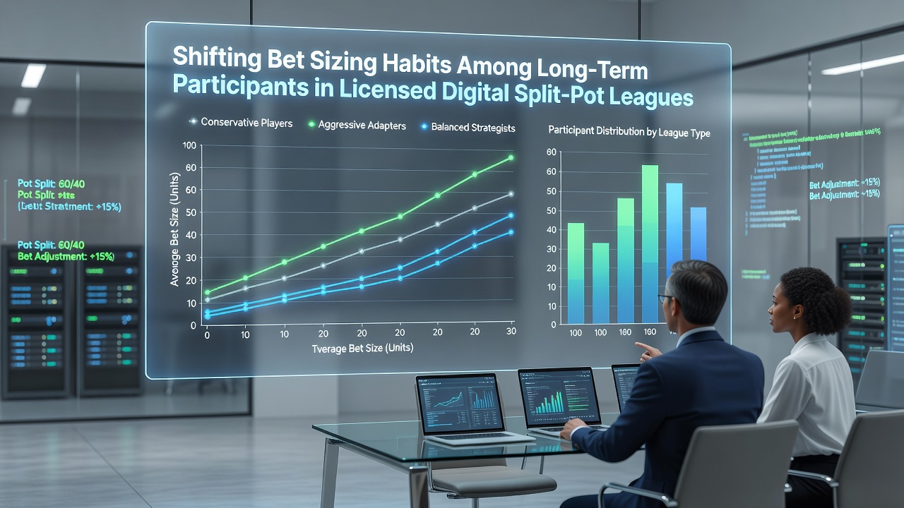 Analytics dashboard displaying long-term bet size trends in split-pot digital leagues