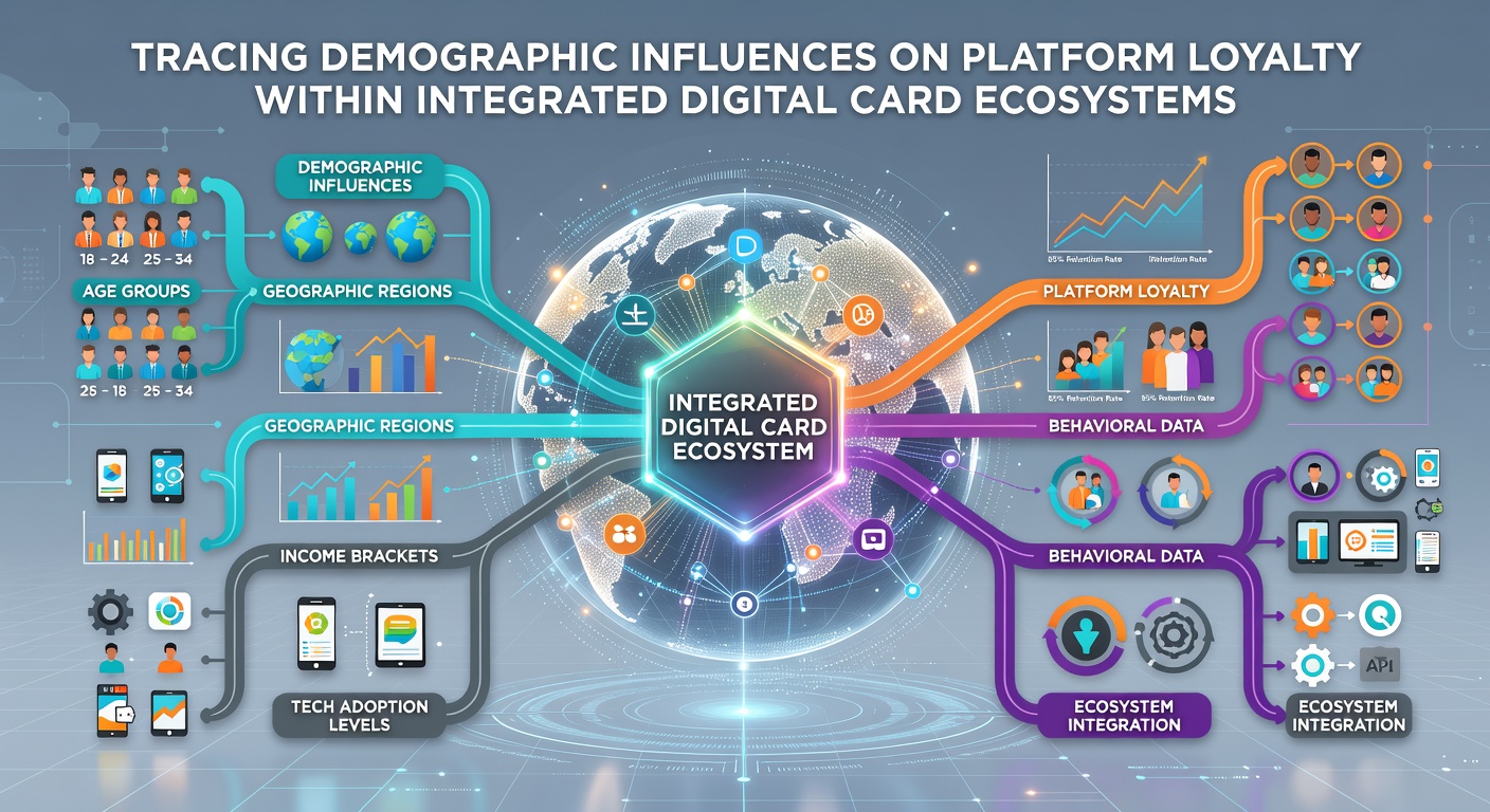 Infographic-style visualization of demographic data points overlaid on digital wallet interfaces